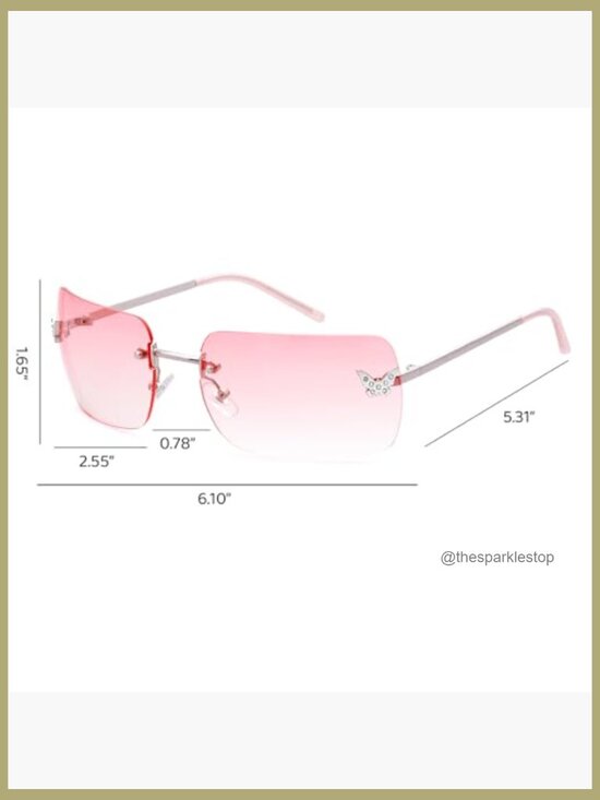 Metal and Plastic Rimless Rectangle Y2K Sunglasses with UV400 Protection main image 5